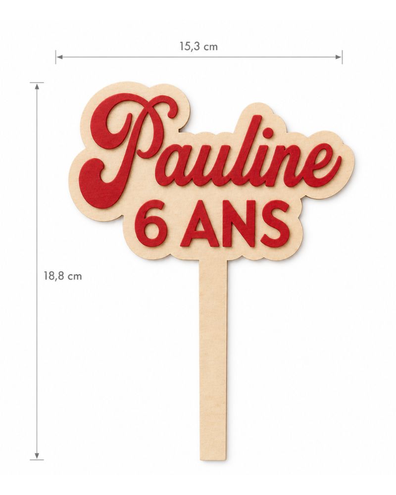 cake topper personnalise en bois gateau anniversaire prenom et age 2
